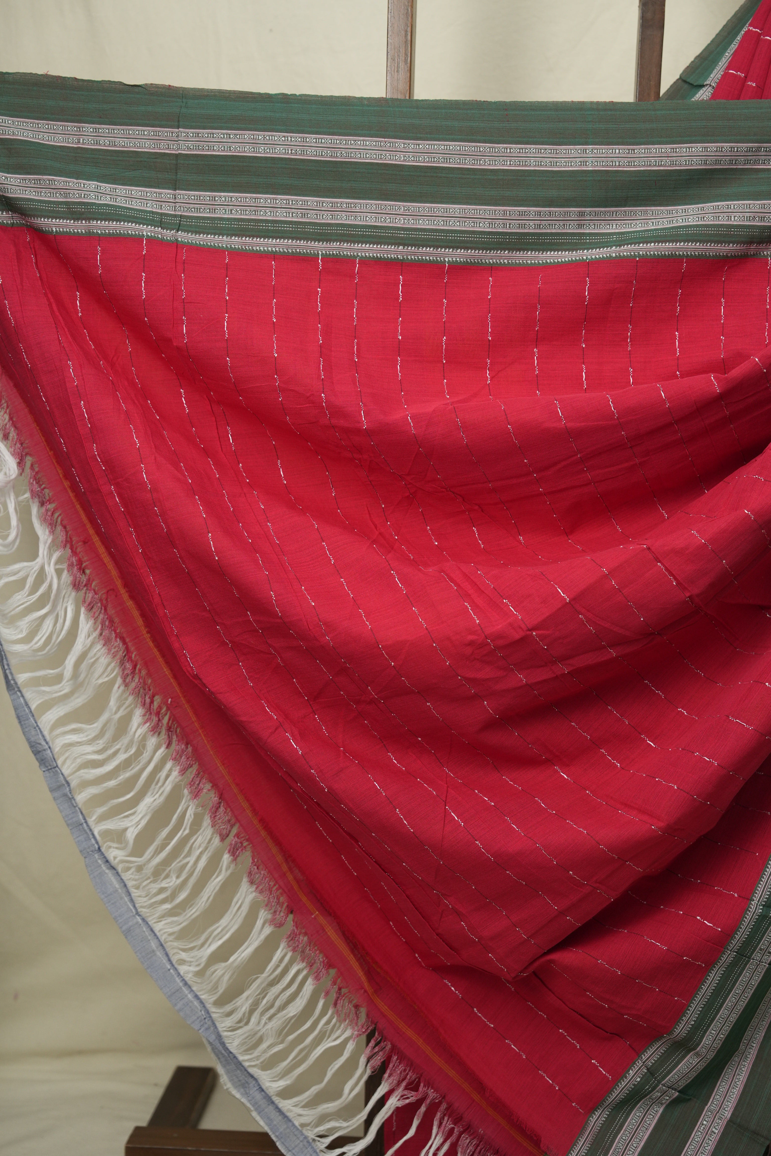 Red Cotton Ilkal Saree - SRRCIS1030