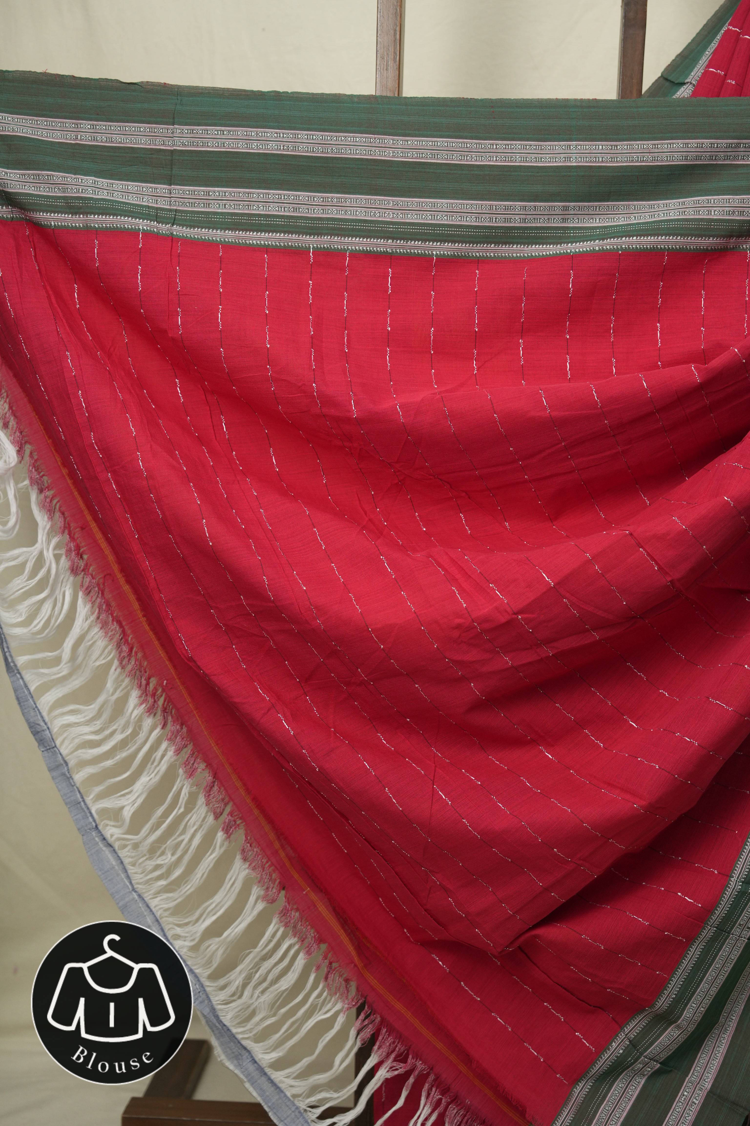 Red Cotton Ilkal Saree - SRRCIS1030