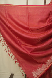 Pink Embroidered Tussar Silk Saree -SRPETSS1583