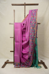 Pink Raw Silk Ikat Saree - SRPRSIS855
