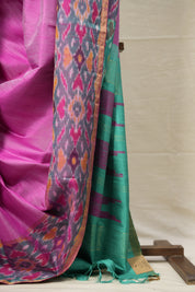 Pink Raw Silk Ikat Saree - SRPRSIS855