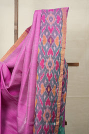 Pink Raw Silk Ikat Saree - SRPRSIS855