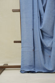 Blue Bengal Cotton Jamdani Saree - SRBBCJS205