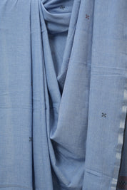 Blue Bengal Cotton Jamdani Saree - SRBBCJS205