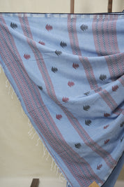 Blue Bengal Cotton Jamdani Saree - SRBBCJS205