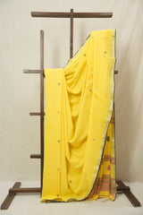 Yellow Bengal Cotton Jamdani Saree - SRYBCJS208