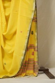 Yellow Bengal Cotton Jamdani Saree - SRYBCJS208