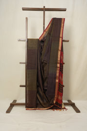 Two Tone Olive Green Maheshwari Tissue Saree - SRTTOGMTS599