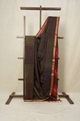 Two Tone Olive Green Maheshwari Tissue Saree - SRTTOGMTS599