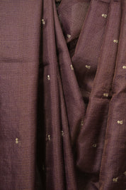 Purple Embroidered Tussar Silk Saree -SRPETSS1585