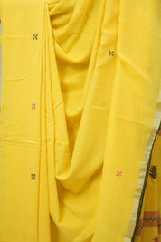Yellow Bengal Cotton Jamdani Saree - SRYBCJS208