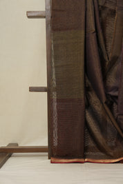 Two Tone Olive Green Maheshwari Tissue Saree - SRTTOGMTS599