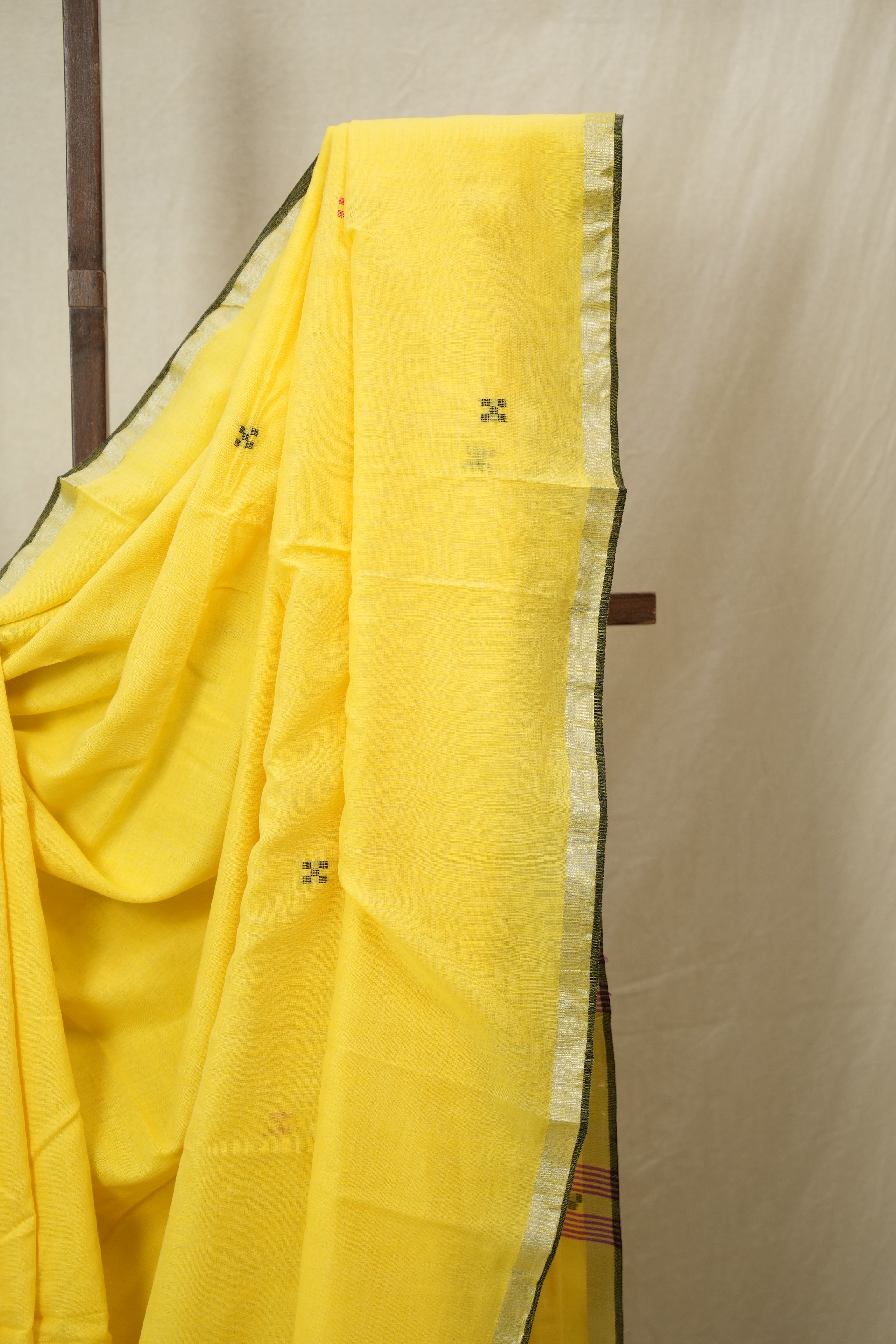 Yellow Bengal Cotton Jamdani Saree - SRYBCJS208