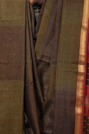 Two Tone Olive Green Maheshwari Tissue Saree - SRTTOGMTS599