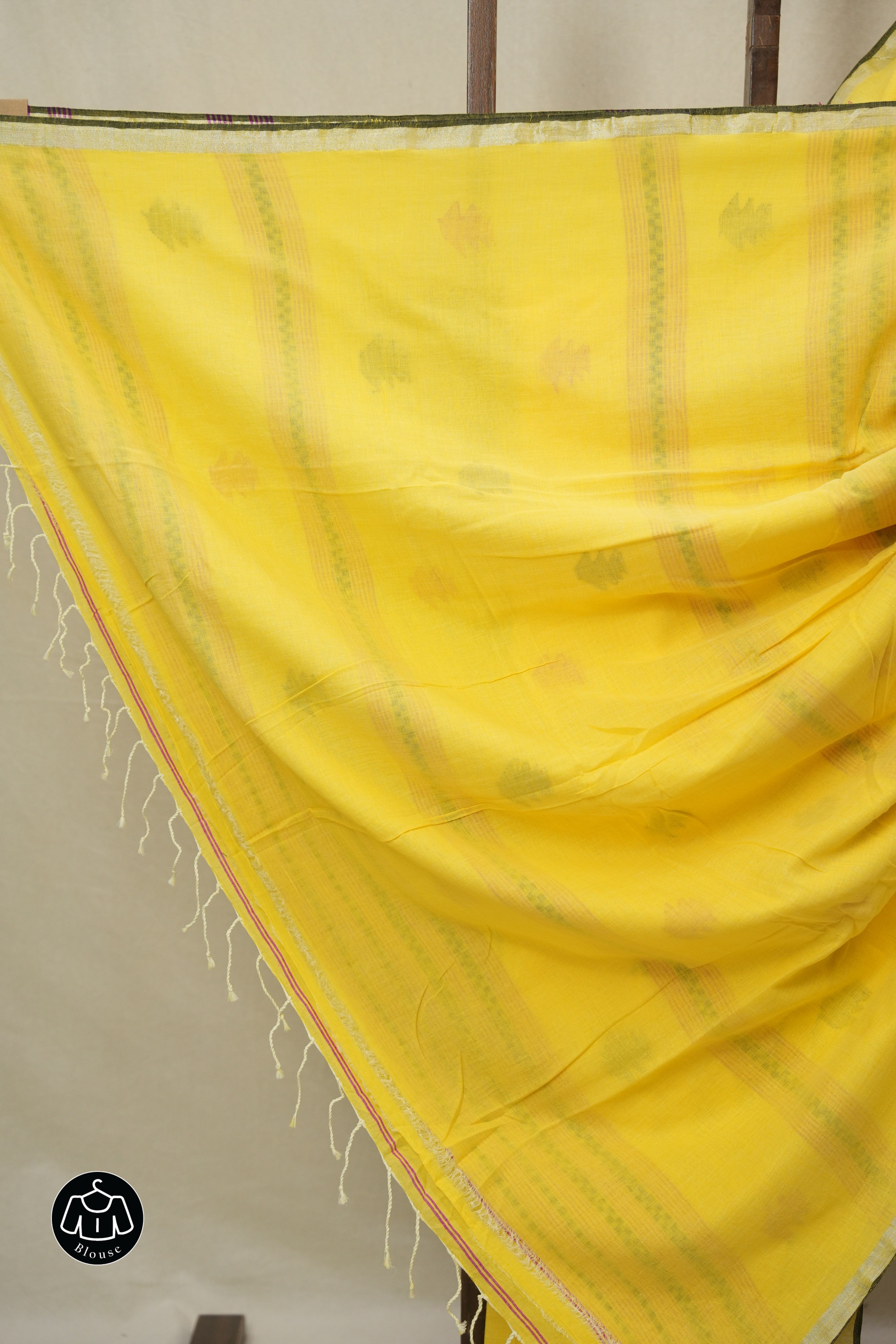 Yellow Bengal Cotton Jamdani Saree - SRYBCJS208