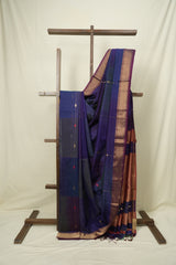 Dual Tone Blue Maheshwari Saree - SRDTBMS1236