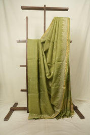 Green Embroidered Tussar Silk Saree -SRGETSS1584