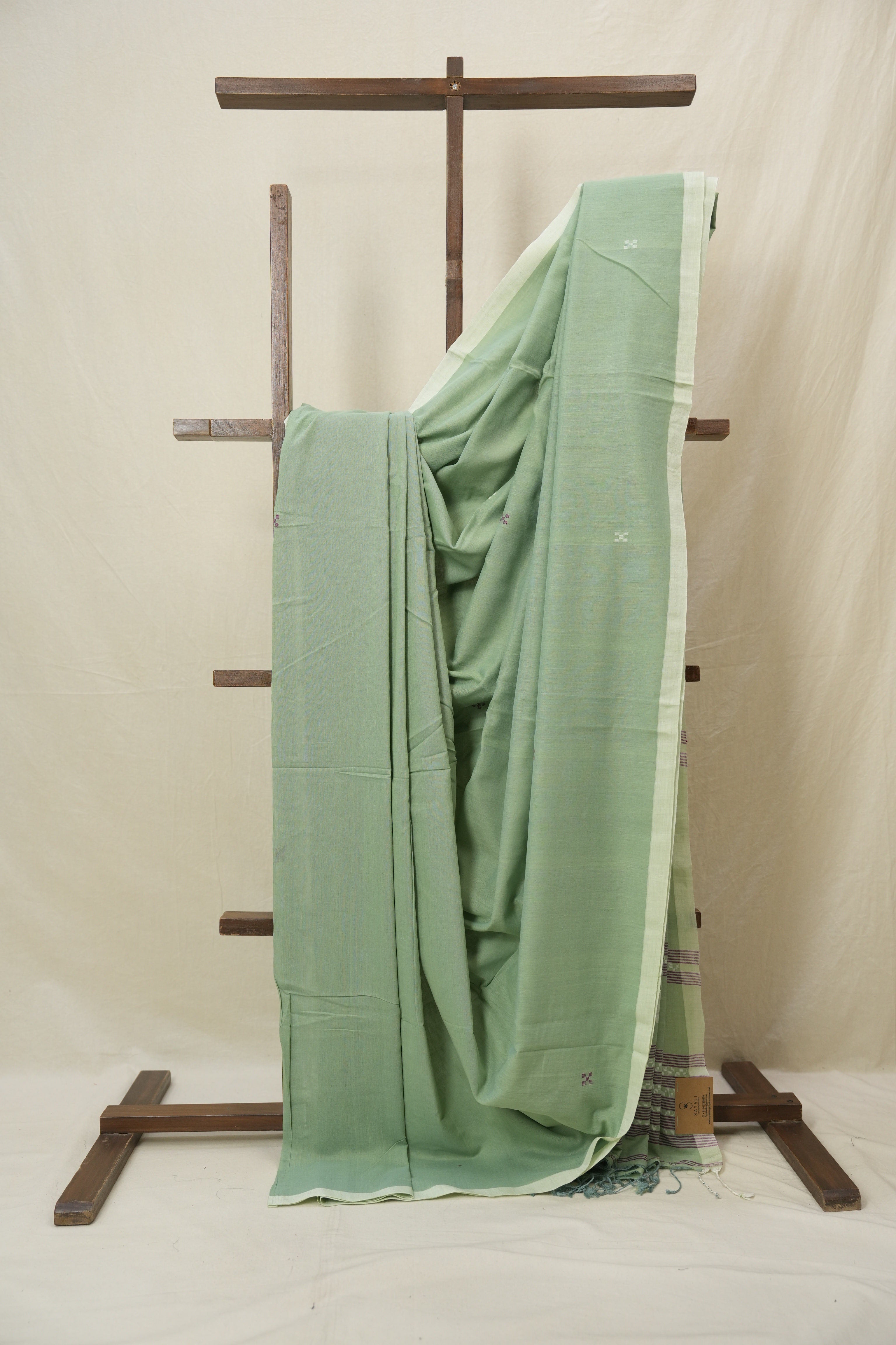 Pista Green Bengal Cotton Jamdani Saree - SRPGBCJS203