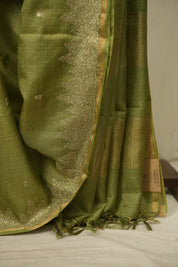 Green Embroidered Tussar Silk Saree -SRGETSS1584