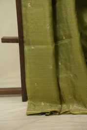 Green Embroidered Tussar Silk Saree -SRGETSS1584