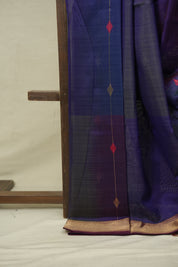 Dual Tone Blue Maheshwari Saree - SRDTBMS1236
