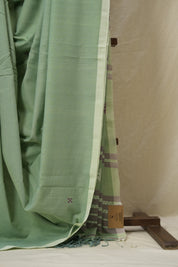 Pista Green Bengal Cotton Jamdani Saree - SRPGBCJS203