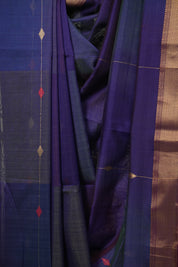 Dual Tone Blue Maheshwari Saree - SRDTBMS1236