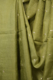 Green Embroidered Tussar Silk Saree -SRGETSS1584