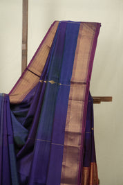Dual Tone Blue Maheshwari Saree - SRDTBMS1236