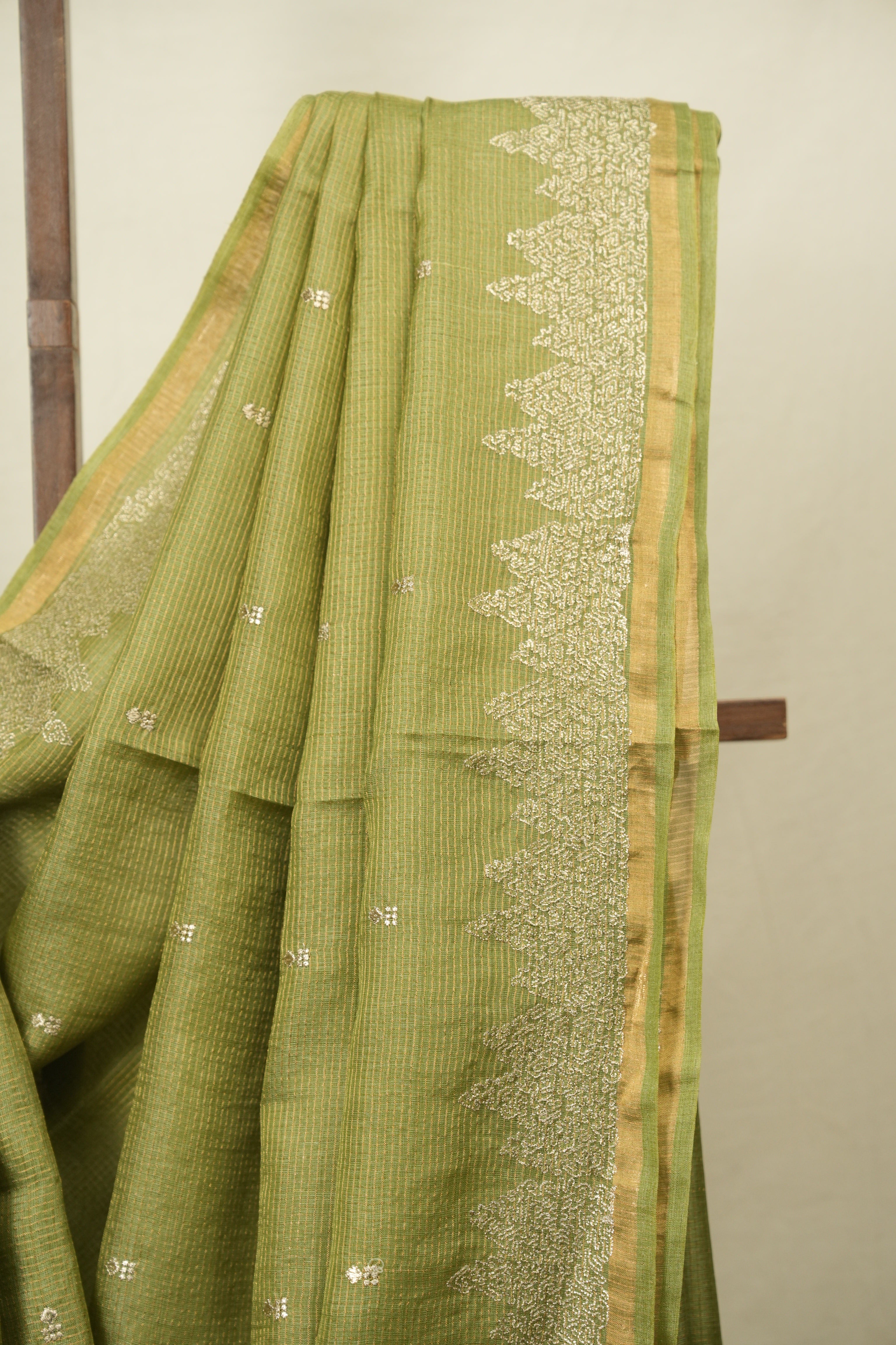 Green Embroidered Tussar Silk Saree -SRGETSS1584