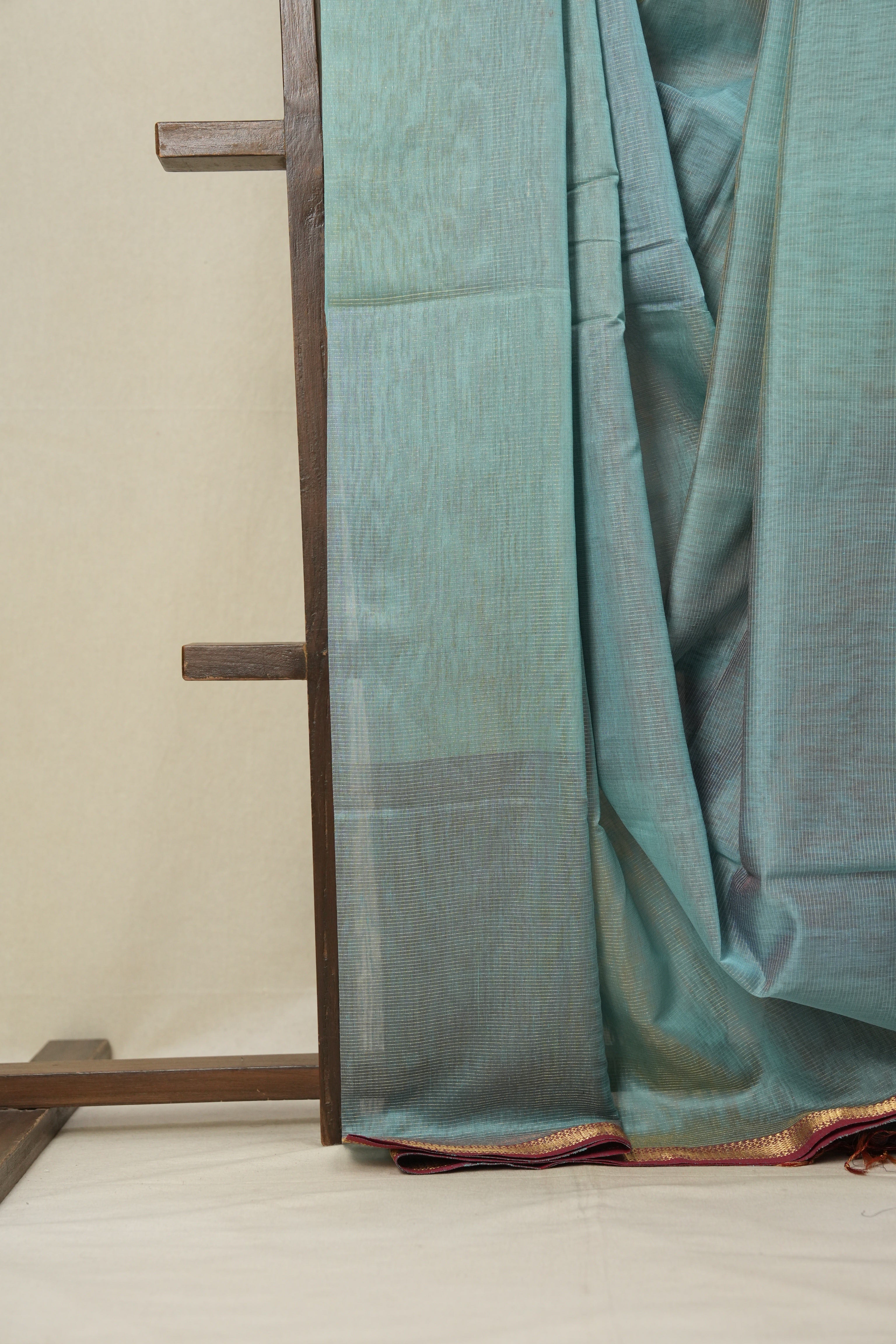 Sky Blue Maheshwari Tissue Saree - SRSBMTS592