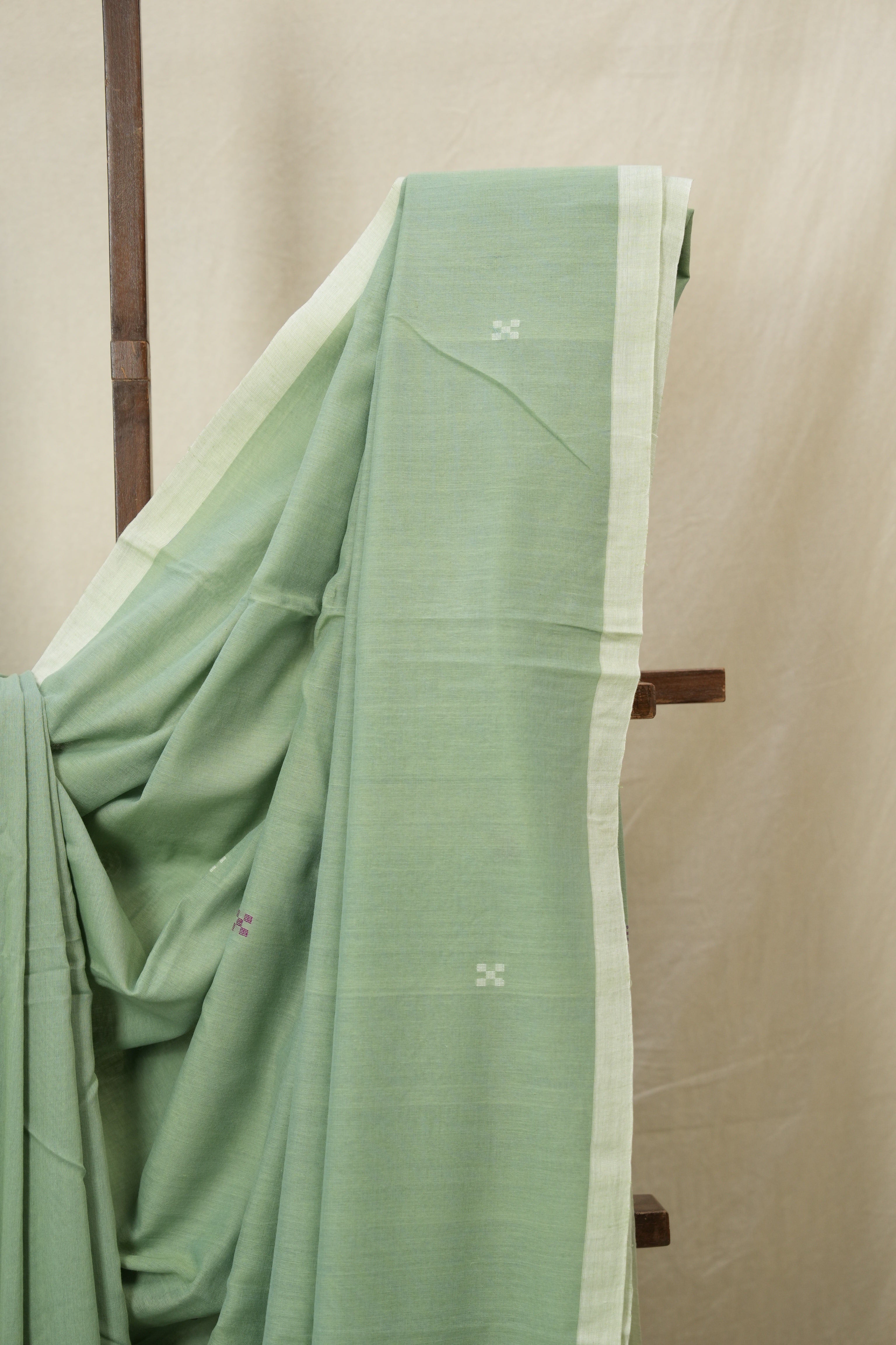 Pista Green Bengal Cotton Jamdani Saree - SRPGBCJS203