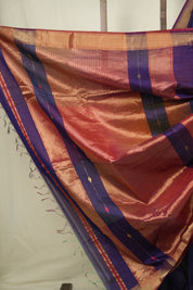 Dual Tone Blue Maheshwari Saree - SRDTBMS1236