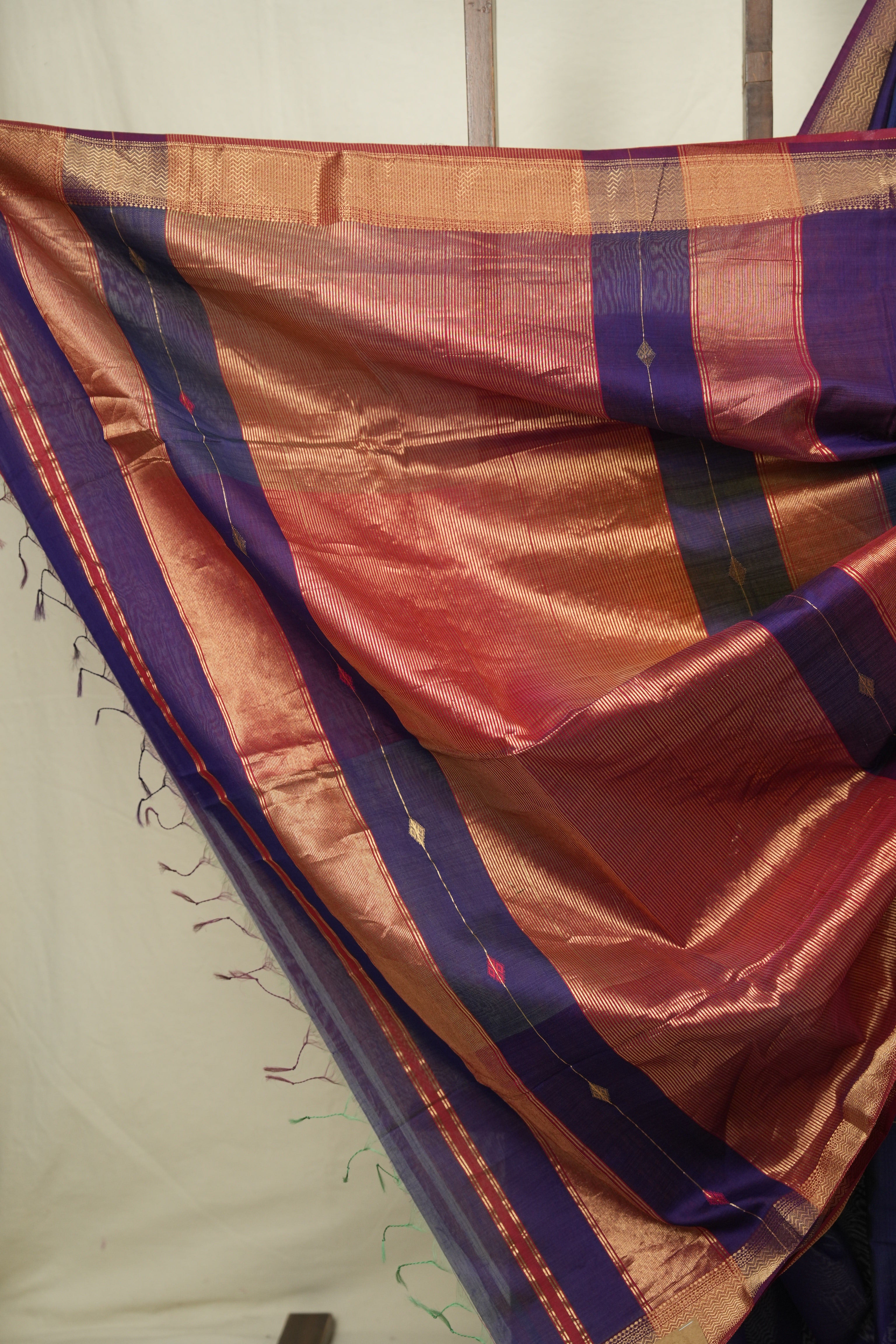 Dual Tone Blue Maheshwari Saree - SRDTBMS1236