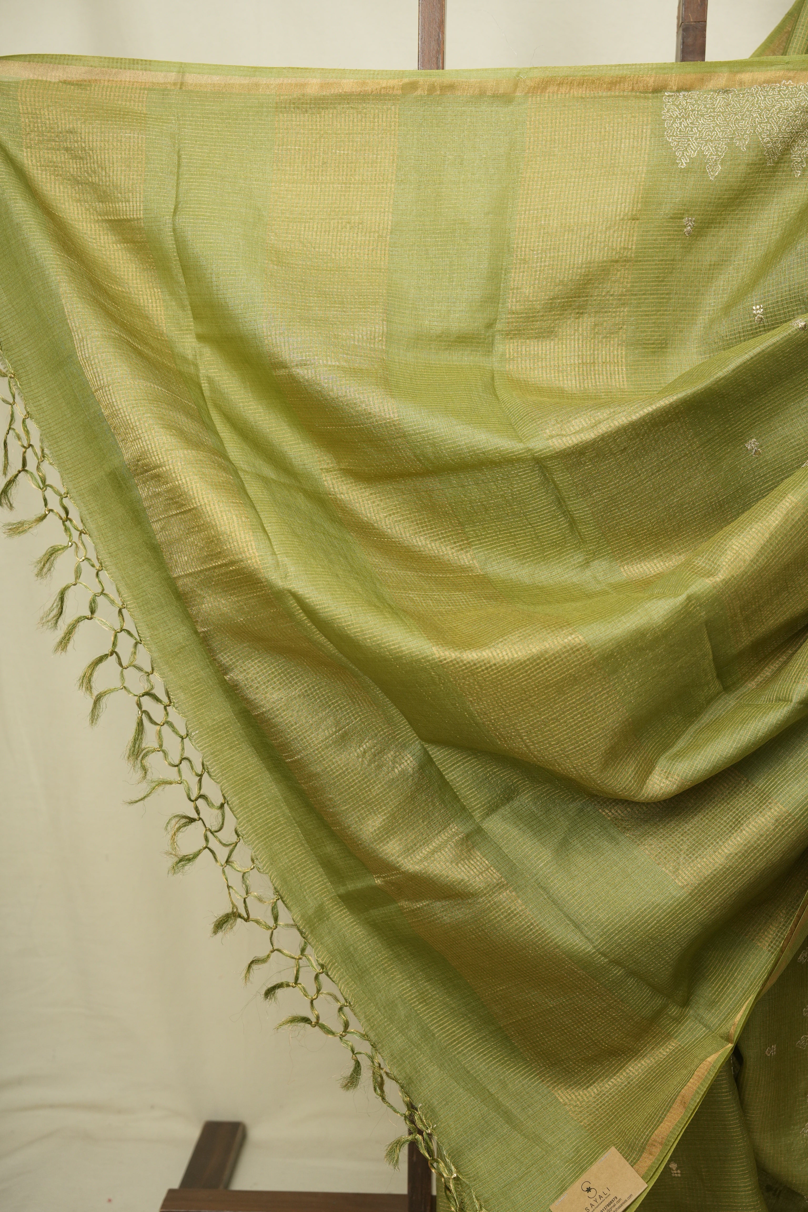 Green Embroidered Tussar Silk Saree -SRGETSS1584