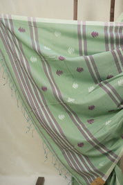 Pista Green Bengal Cotton Jamdani Saree - SRPGBCJS203