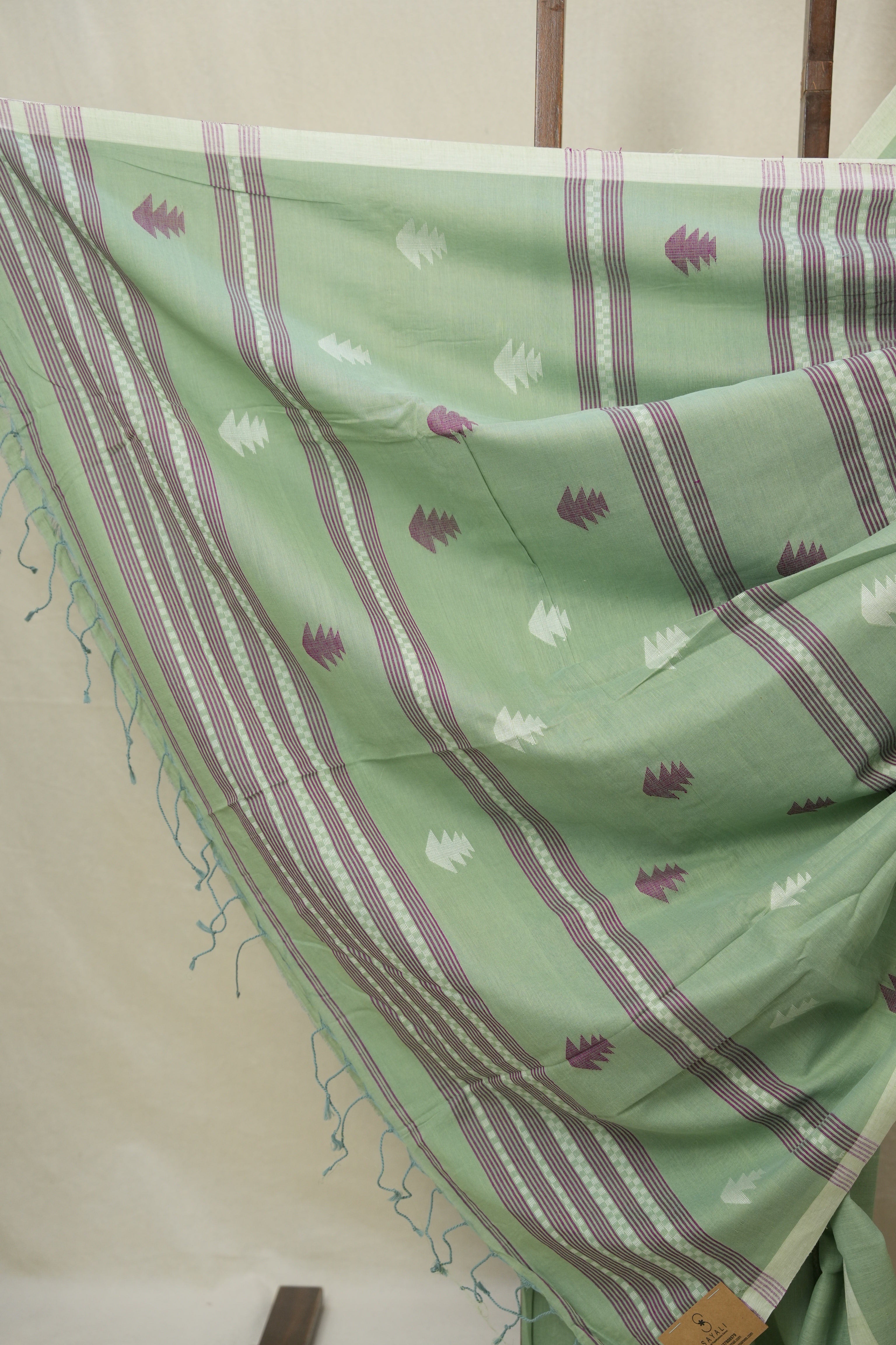 Pista Green Bengal Cotton Jamdani Saree - SRPGBCJS203