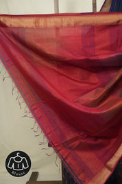 Dual Tone Blue Maheshwari Saree - SRDTBMS1236