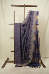 Royal Blue Embroidered Tussar Silk Saree -SRRBETSS1582