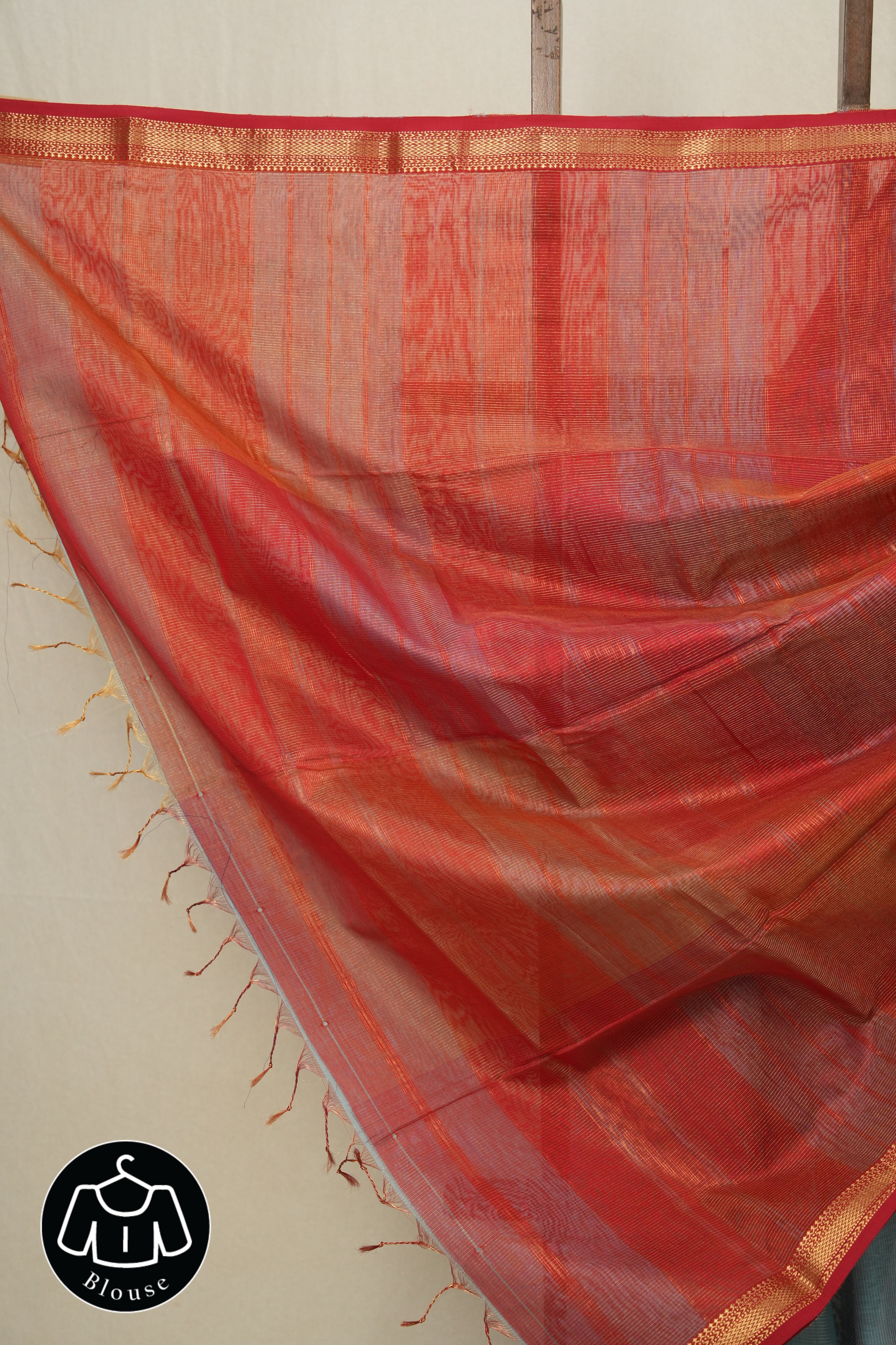 Sky Blue Maheshwari Tissue Saree - SRSBMTS592