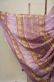 Cream Lavender HBP Cotton Silk Saree With Maheshwari Border - SRCLCSS1443