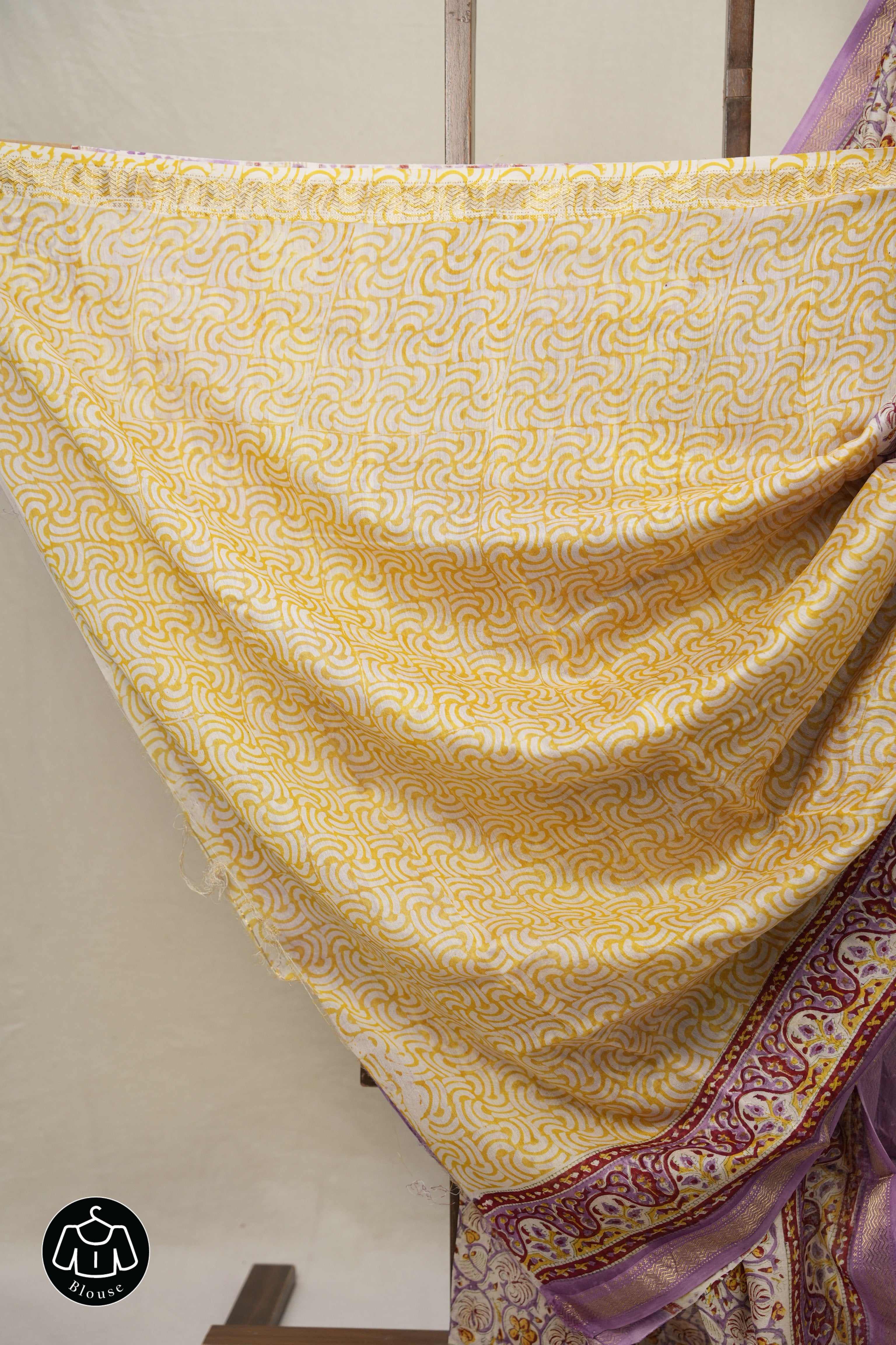 Cream Lavender HBP Cotton Silk Saree With Maheshwari Border - SRCLCSS1443