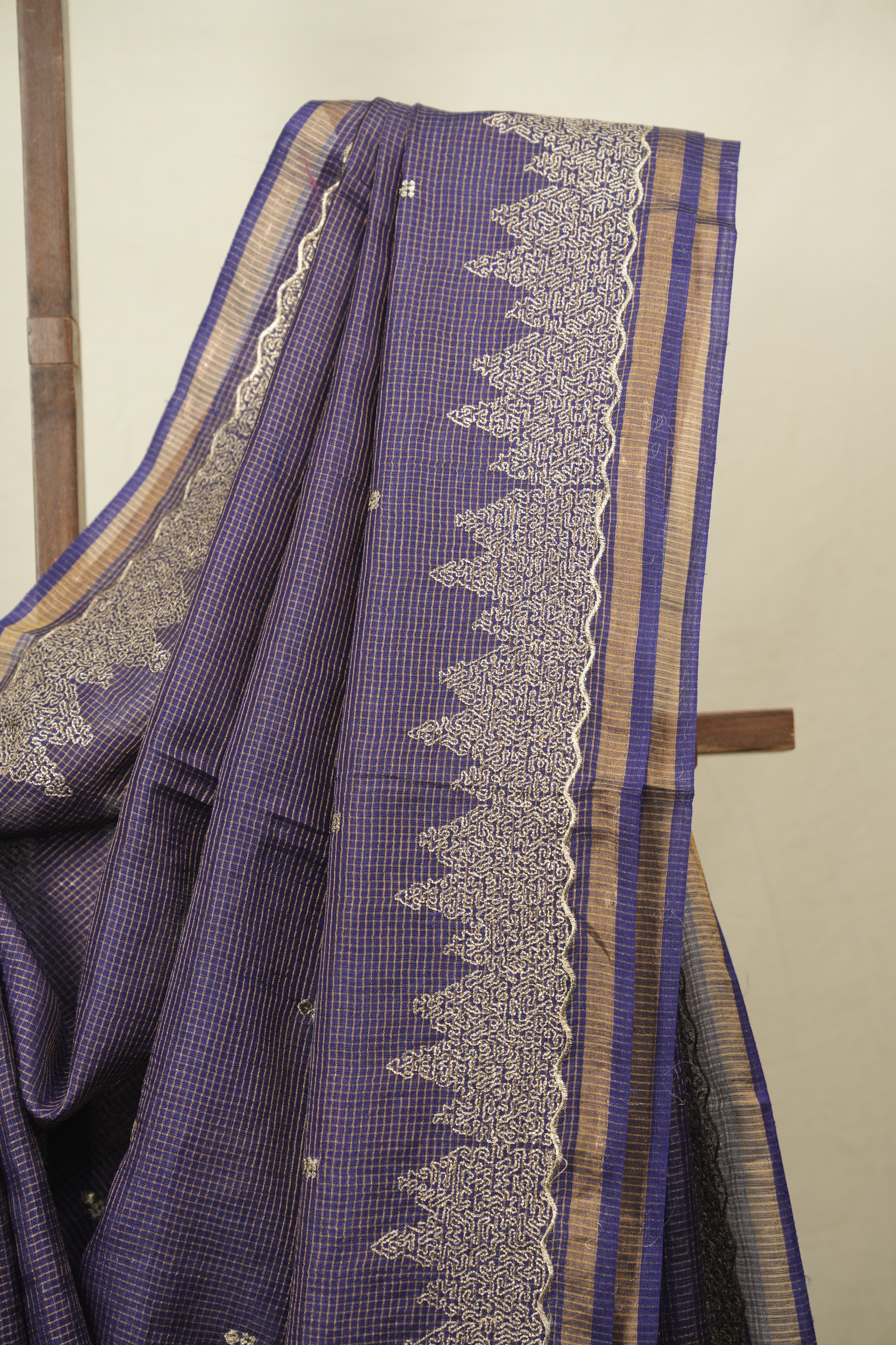 Royal Blue Embroidered Tussar Silk Saree -SRRBETSS1582