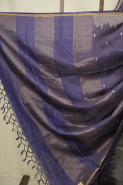 Royal Blue Embroidered Tussar Silk Saree -SRRBETSS1582