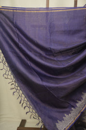 Royal Blue Embroidered Tussar Silk Saree -SRRBETSS1582
