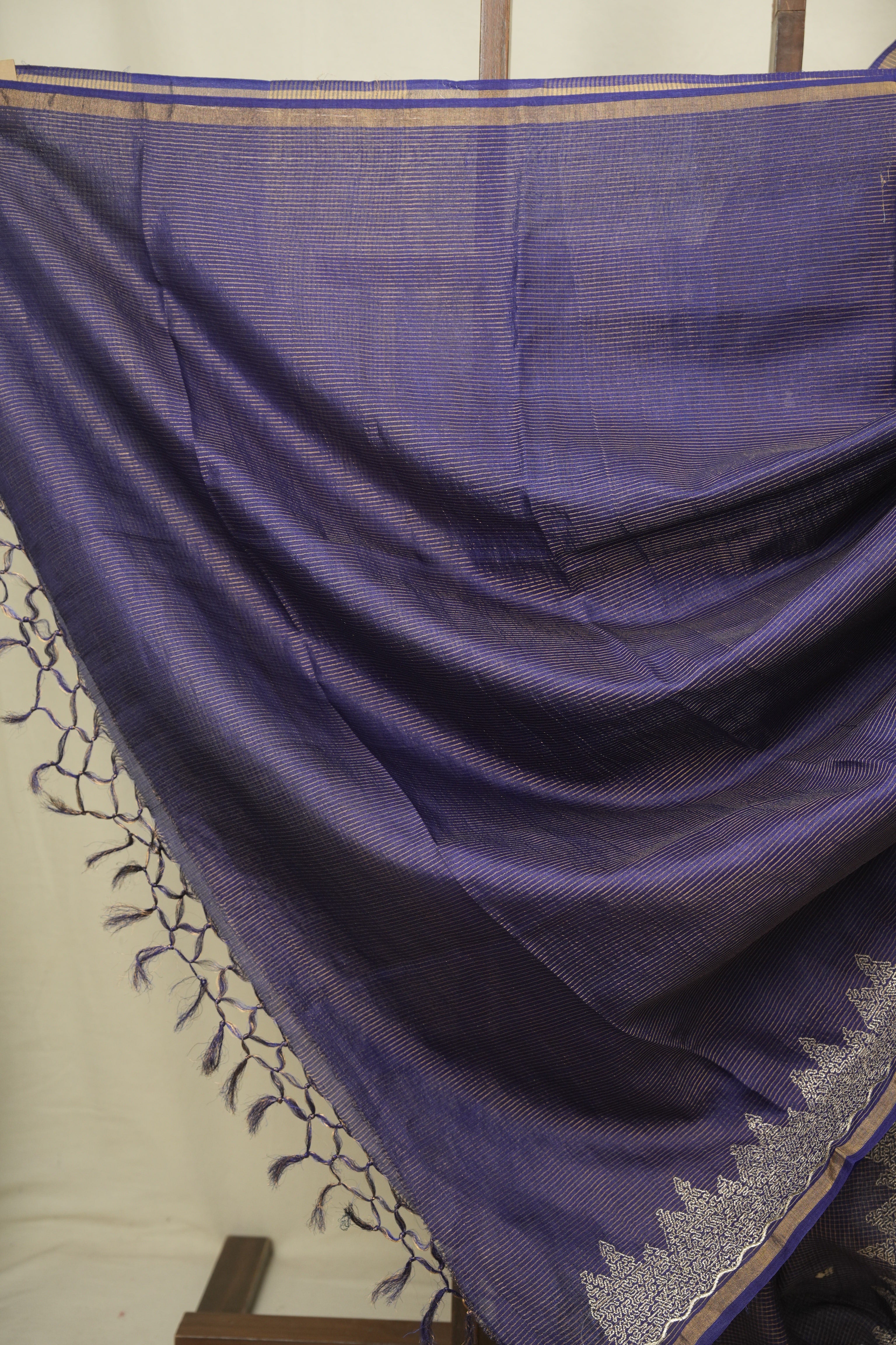 Royal Blue Embroidered Tussar Silk Saree -SRRBETSS1582