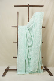 Aqua Green Mul Bengal Cotton Jamdani Saree - SRAGBCJS231