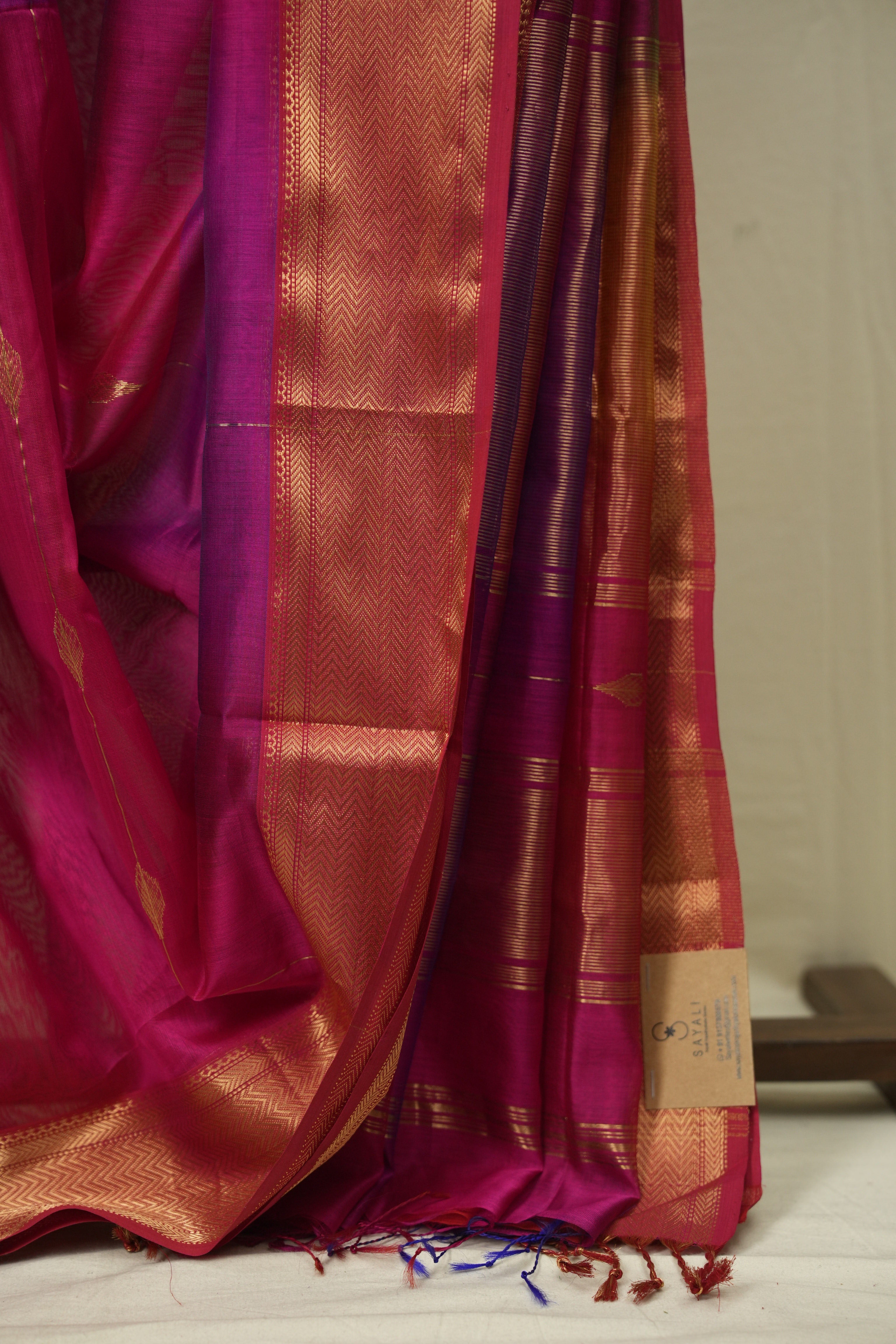 Two Tone Pink Maheshwari Saree - SRTTPMS1240