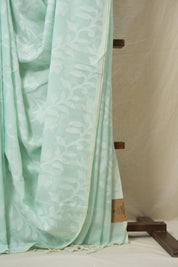 Aqua Green Mul Bengal Cotton Jamdani Saree - SRAGBCJS231
