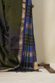 Two Tone Green Maheshwari Tissue Saree - SRTTGMTS590